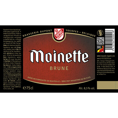 5410702000218 Moinette Brune - 75cl Bottle conditioned beer  Sticker Front